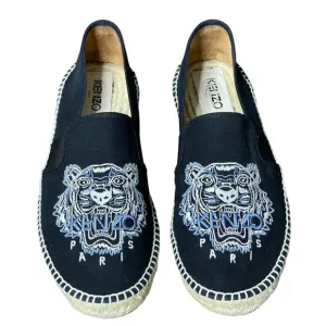 KENZO Paris Canvas Tiger  Black Espadrilles Women Shoes Size 40/ US 8