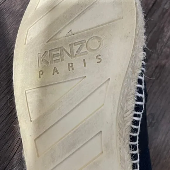 KENZO Paris Canvas Tiger  Black Espadrilles Women Shoes Size 40/ US 8