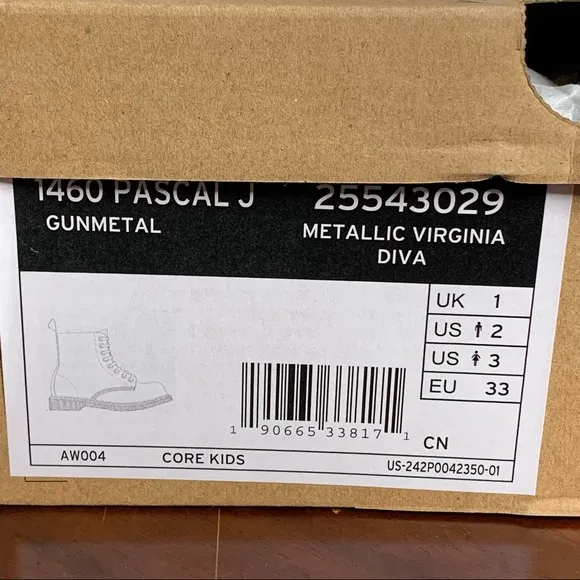 Kids’ Dr. Martens 1460 Pascal Metallic Virginia Diva Combat Boots