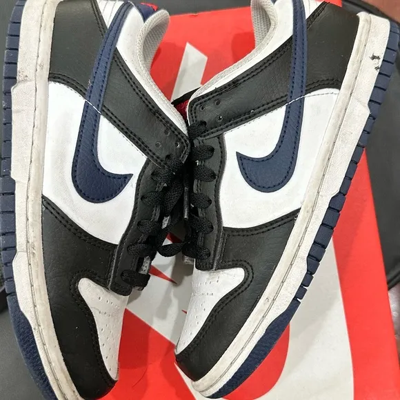 Kids Nike Dunk Low Black/Midnight Navy-White