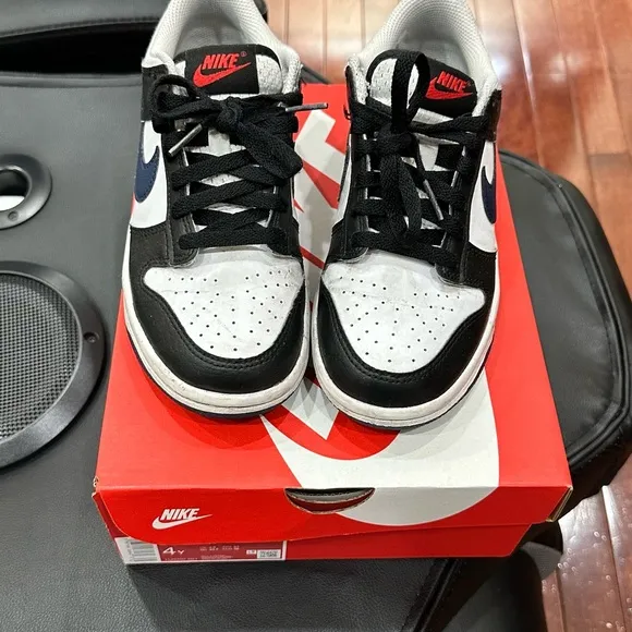 Kids Nike Dunk Low Black/Midnight Navy-White