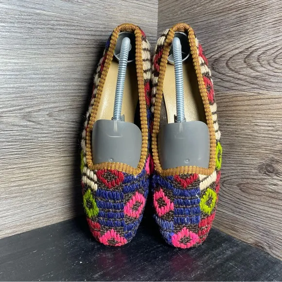 Kilim loafers handmade woven multicolor