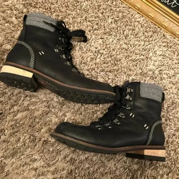 Kodiak Canada Nubuck Leather Suede Combat Moto Lace Up Ankle Boots: US 6.5