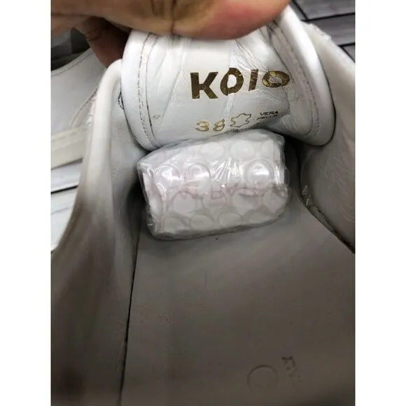 KOIO Capri White Leather Low Top Lace Up Sneakers Shoes Women’s Sz 38EU/7.5M US