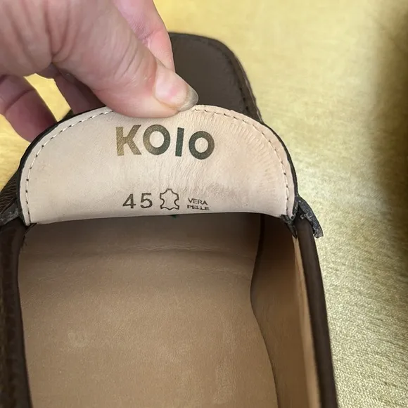 KOIO Men's Maranello Leather Driving Shoes Loafers in Pebbled Espresso EU45 US12