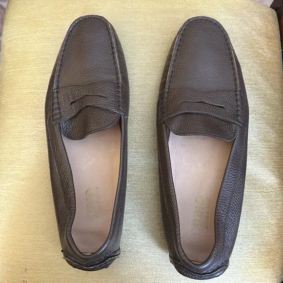 KOIO Men's Maranello Leather Driving Shoes Loafers in Pebbled Espresso EU45 US12