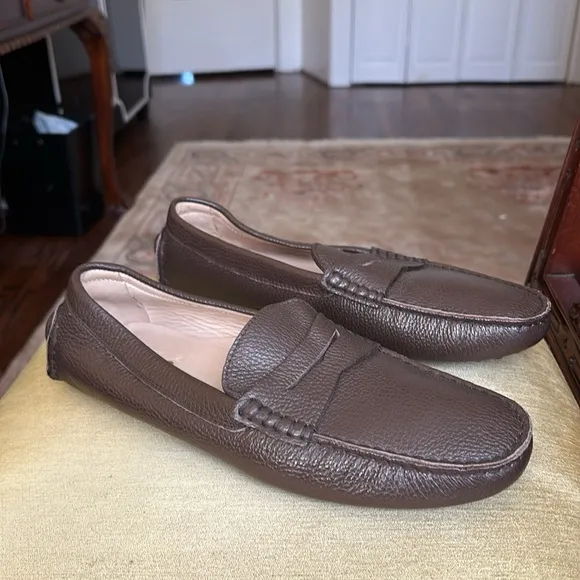 KOIO Men's Maranello Leather Driving Shoes Loafers in Pebbled Espresso EU45 US12