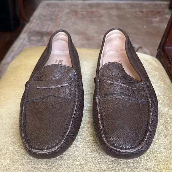 KOIO Men's Maranello Leather Driving Shoes Loafers in Pebbled Espresso EU45 US12