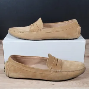 KOIO Shoes Mens Size 47 EU 14 US Beige Suede Penny Loafer Pinch Toe Driving Moc
