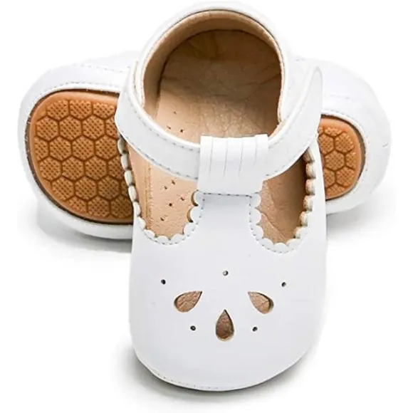 Kolan Baby Girls Soft Sole Leather Shoes T-Strap Mary Jane for Infant Prewalkers