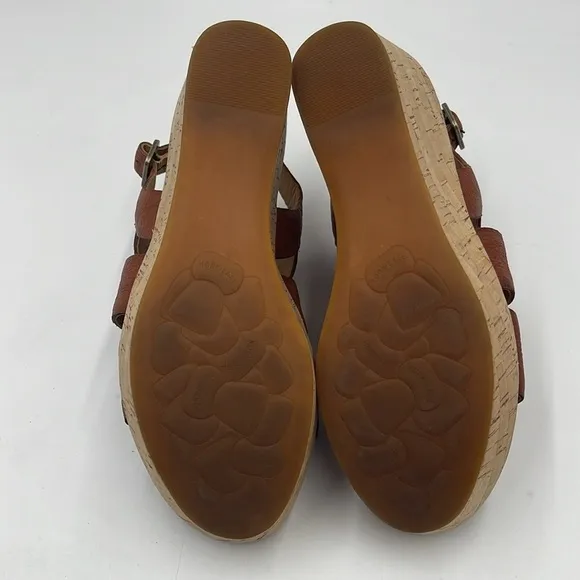 Kork-Ease Brown Leather Strap Slingback Sandals