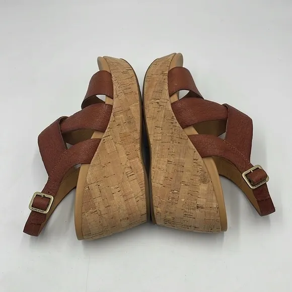 Kork-Ease Brown Leather Strap Slingback Sandals