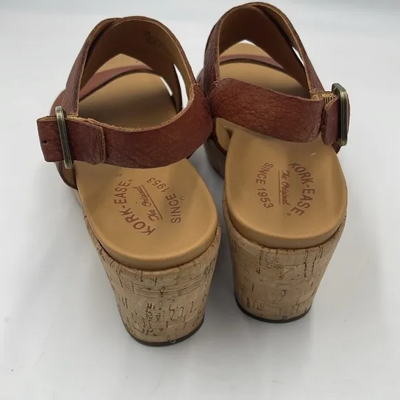 Kork-Ease Brown Leather Strap Slingback Sandals