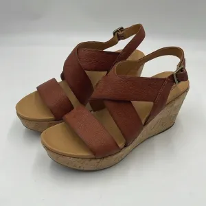 Kork-Ease Brown Leather Strap Slingback Sandals