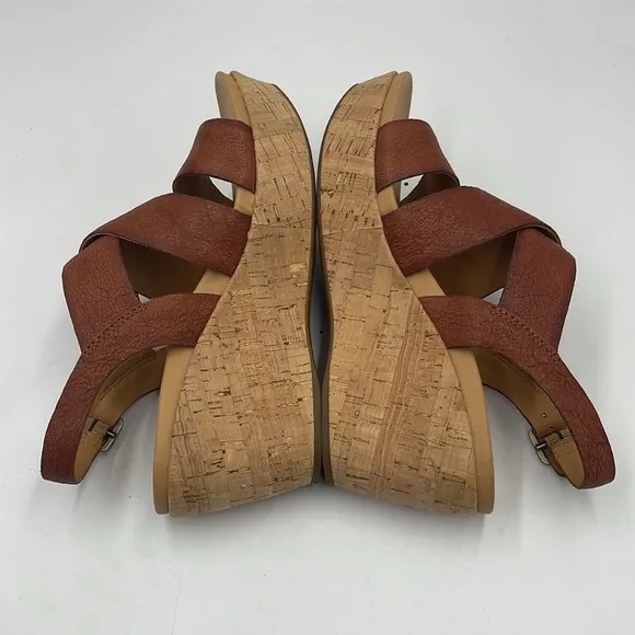 Kork-Ease Brown Leather Strap Slingback Sandals