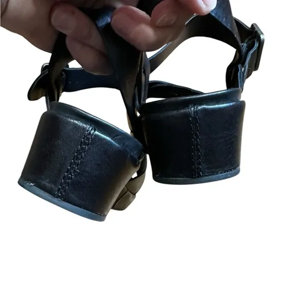 Kork Ease Myrna 2.0 Black Leather Ankle Strap Wedge Sandals