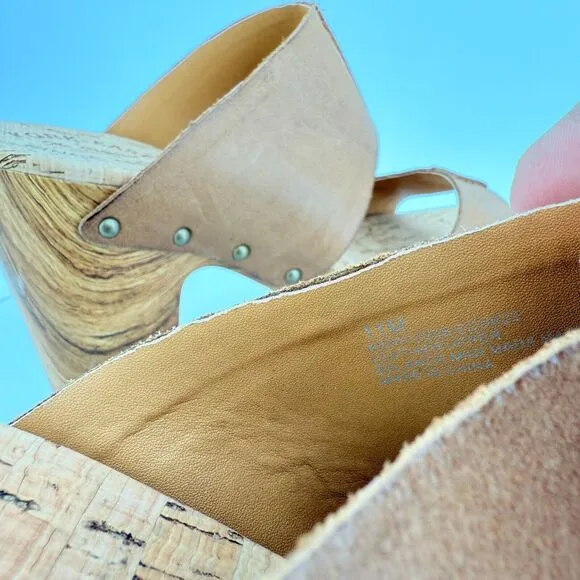 Kork-Ease Womens Darra Sandals Platform Block Heel Brown Slide Slip On Wooden 11