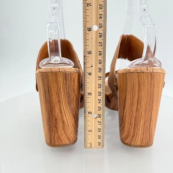 Kork-Ease Womens Darra Sandals Platform Block Heel Brown Slide Slip On Wooden 11