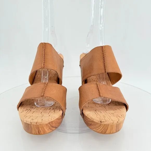 Kork-Ease Womens Darra Sandals Platform Block Heel Brown Slide Slip On Wooden 11