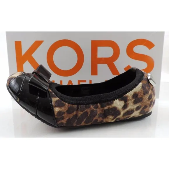 Korks By Michael Kors Girls Paola Bow Ballet Flats Cheetah Leopard Size 13 Child