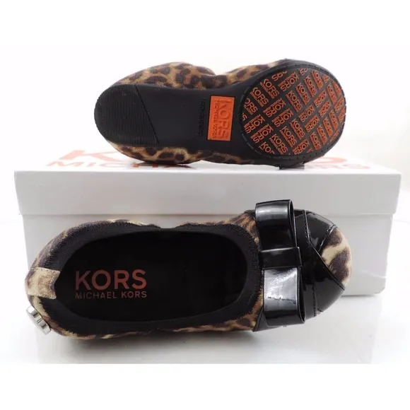 Korks By Michael Kors Girls Paola Bow Ballet Flats Cheetah Leopard Size 13 Child