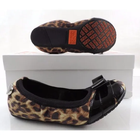 Korks By Michael Kors Girls Paola Bow Ballet Flats Cheetah Leopard Size 13 Child