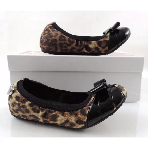 Korks By Michael Kors Girls Paola Bow Ballet Flats Cheetah Leopard Size 13 Child