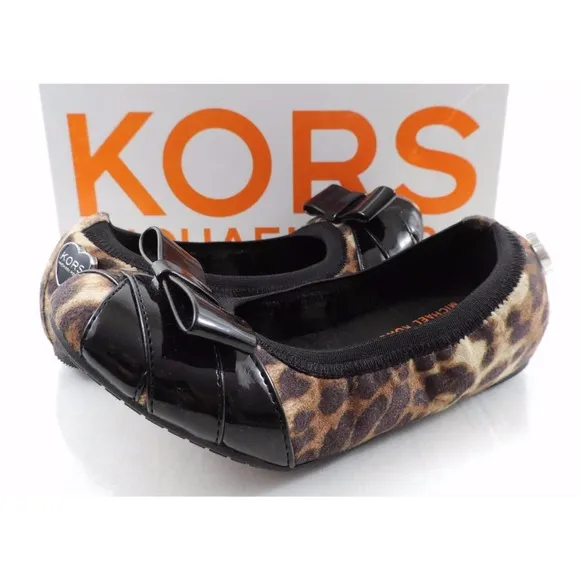 Korks By Michael Kors Girls Paola Bow Ballet Flats Cheetah Leopard Size 13 Child