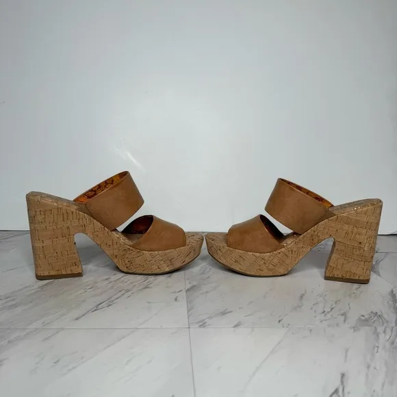 Korks Kork Ease Dezi Brown Strap Cork Heeled Sandal 11M