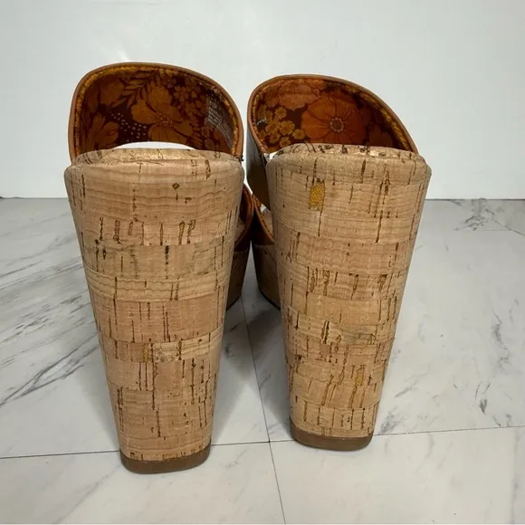 Korks Kork Ease Dezi Brown Strap Cork Heeled Sandal 11M