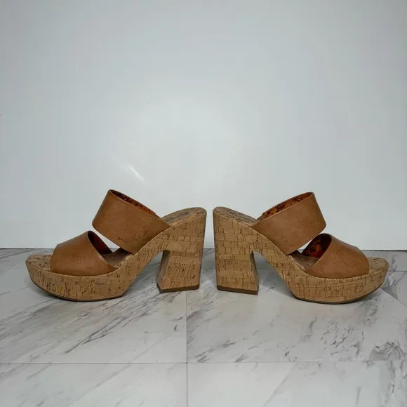 Korks Kork Ease Dezi Brown Strap Cork Heeled Sandal 11M