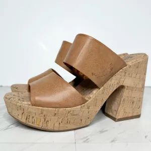 Korks Kork Ease Dezi Brown Strap Cork Heeled Sandal 11M