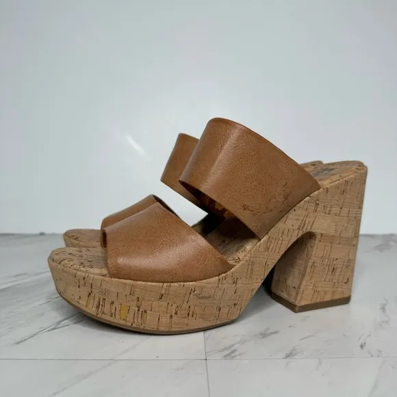 Korks Kork Ease Dezi Brown Strap Cork Heeled Sandal 11M