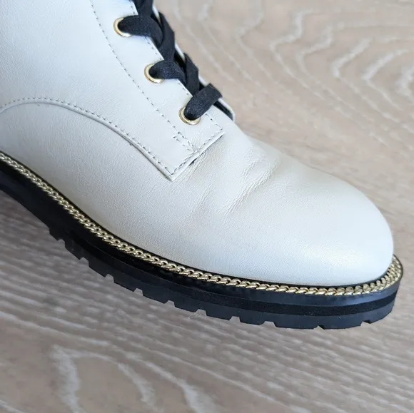 Kurt Geiger Cream/Black Combat Boots with Eye Design, Size 39
