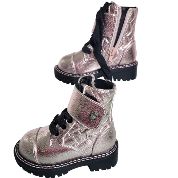 Kurt Geiger London Girl's Kensington Metallic Pink Leather Strap Ankle  Boots 5M