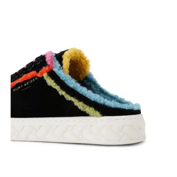 Kurt Geiger London Kensington Cupsole Suede Faux Fur Rainbow Mule Sneakers