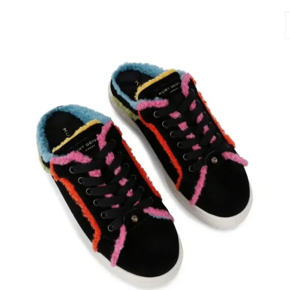 Kurt Geiger London Kensington Cupsole Suede Faux Fur Rainbow Mule Sneakers