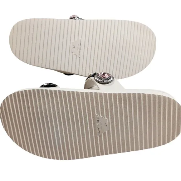 Kurt Geiger London, Orson Crystal Sandals, Bone Color, Size U.S. 8.5 (EU 39)