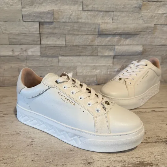 Kurt Geiger London Womens 40.5 Kensington Leather/Suede Platform Cupsole Sneaker