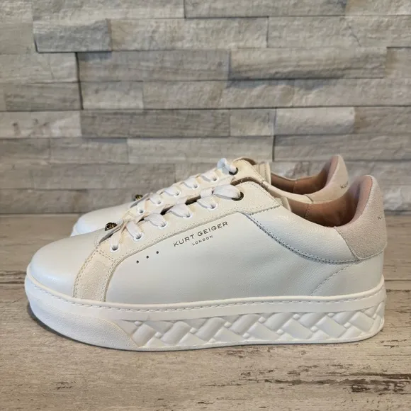 Kurt Geiger London Womens 40.5 Kensington Leather/Suede Platform Cupsole Sneaker