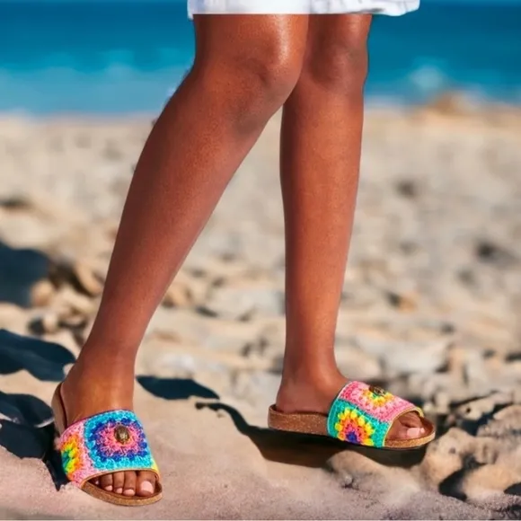 Kurt Geiger Red and Pink Sandals Vibrant Slide Style
