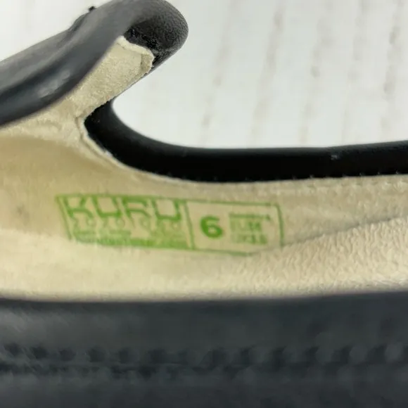 KURU Women's Flat Leather Loafers Black Size 6 Comfort Flats Elegant