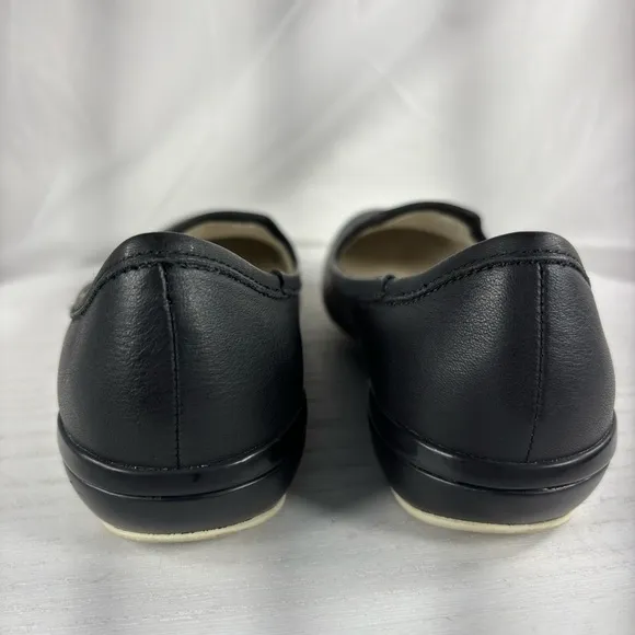 KURU Women's Flat Leather Loafers Black Size 6 Comfort Flats Elegant