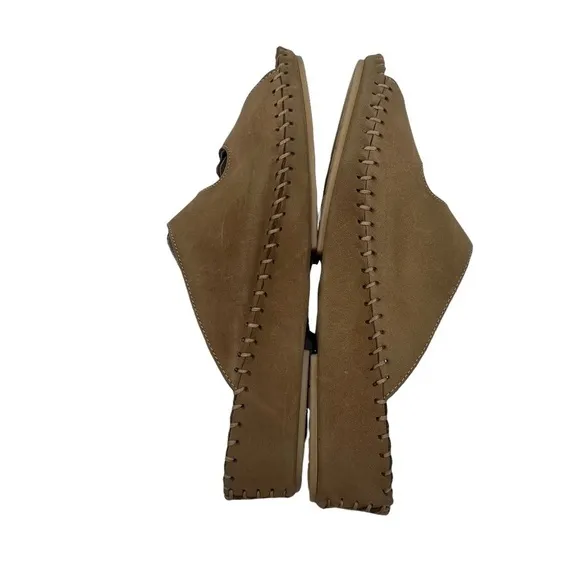 La Plume Brown Leather Slide Wedge Slip On Sandals Size 40 Women's