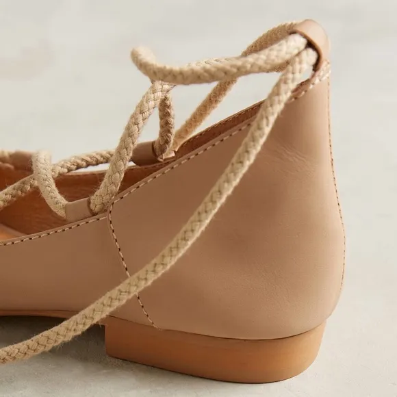 Lace Up Leather Ballet Flats