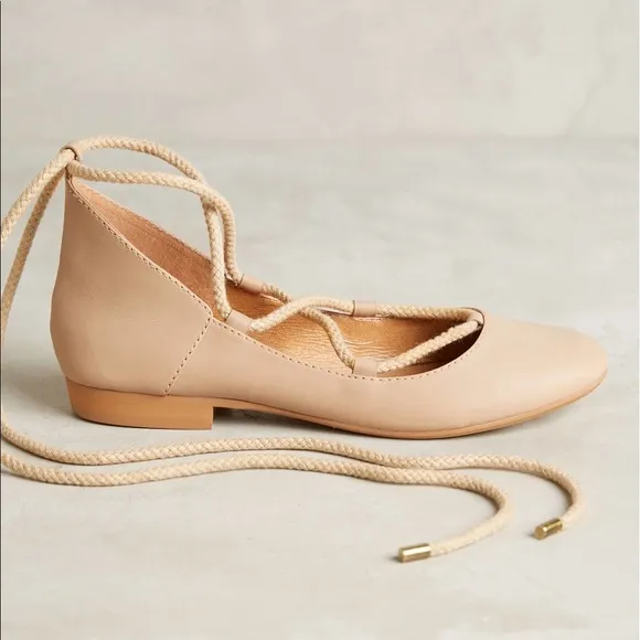 Lace Up Leather Ballet Flats