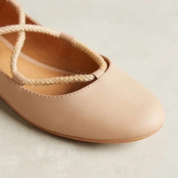Lace Up Leather Ballet Flats