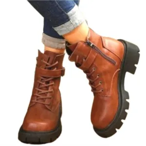 Ladie's chunky ankle combat boots
