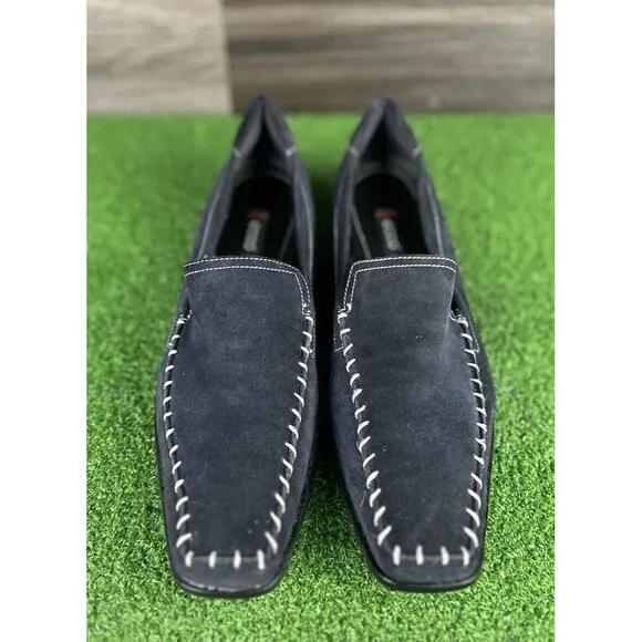 Ladies Ecco Barcelona Driving Loafers Mocs sz 41 Black Suede Slip Shoes‎ sz 10.5