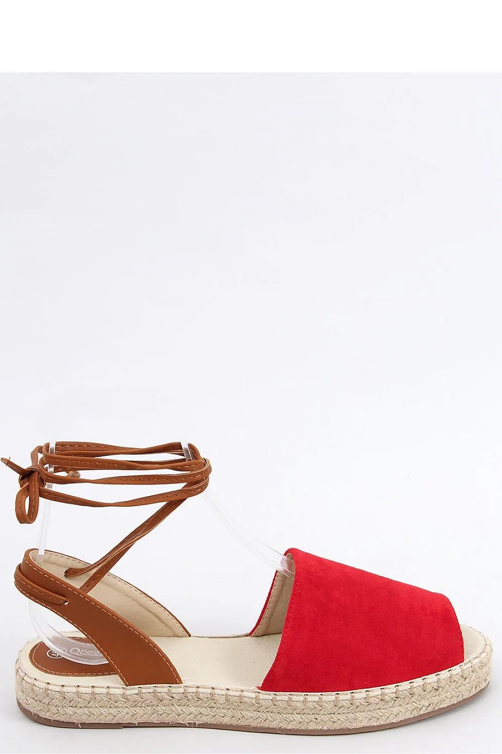 Ladies Red Sandles Espadrilles Tied Ankle - Woman Flat Sandles